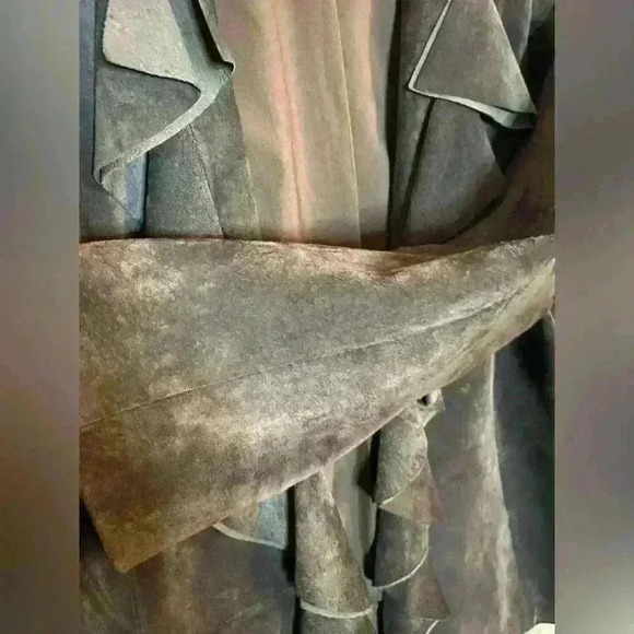 Oscar an Oscar De La Renta Company Brown 100% Suede Ruffle Blazer size 8 - Picture 10 of 13